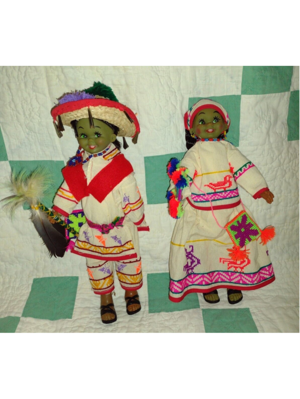 HUICHOL DOLLS with Traditional Needlework Garment